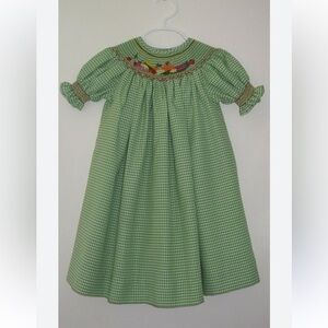 Green Gingham Smocked Dress